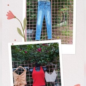 American Eagle Distressed Jeans + Halter + 2 Tops FREE Bonus TODAY
